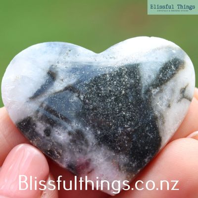 Quartz with Black Rhyolite, Cabochon Heart