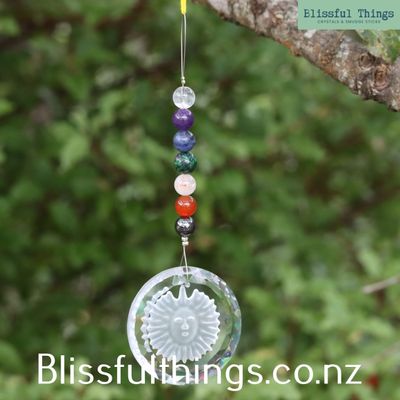 Rainbow Catcher with Sun Image and Chakra Stones