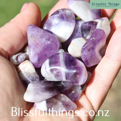 Chevron Amethyst Tumbled Stone Lot. 110grams