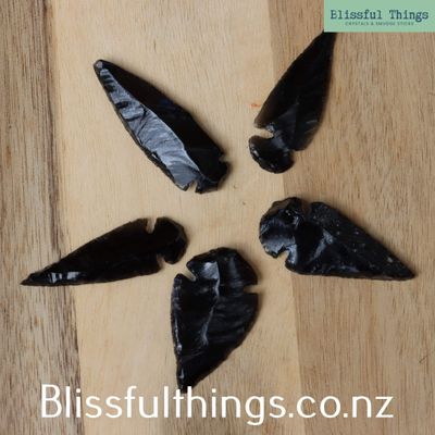 Black Obsidian Arrow Heads x 5