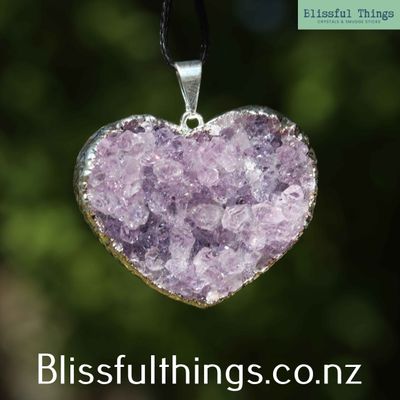 Amethyst with Druse, Cluster Heart Pendant