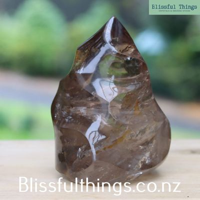 Smoky Quartz Flame with Golden Healer and Rainbow Inclusions
