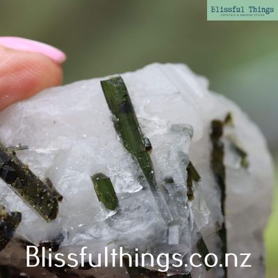 Green Tourmaline in Quartz Raw