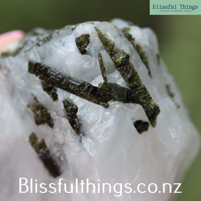 Green Tourmaline in Quartz Raw