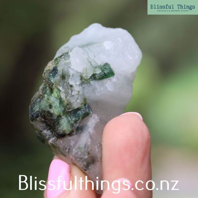 Green Tourmaline in Quartz Raw