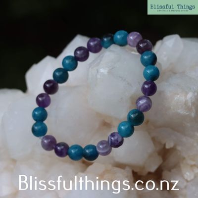 Apatite and Amethyst Bracelet (8mm)