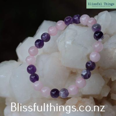 Rose Quartz and Amethyst Bracelet (8mm)