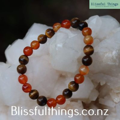 Tigers Eye and Carnelian Bracelet 8mm