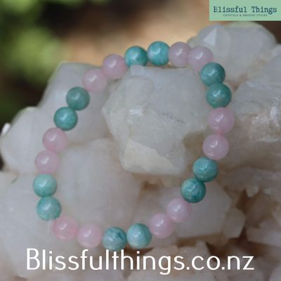 Rose Quartz and Amazonite Bracelet (8mm)