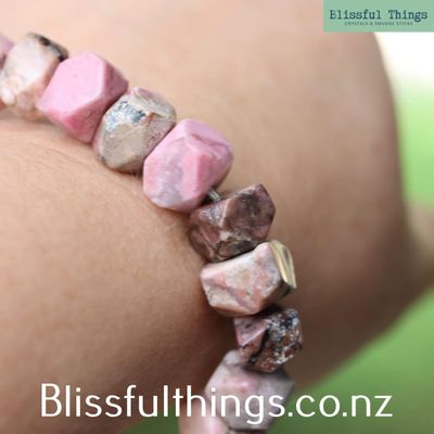 Rhodonite Faceted Bead, Free Form Bracelet