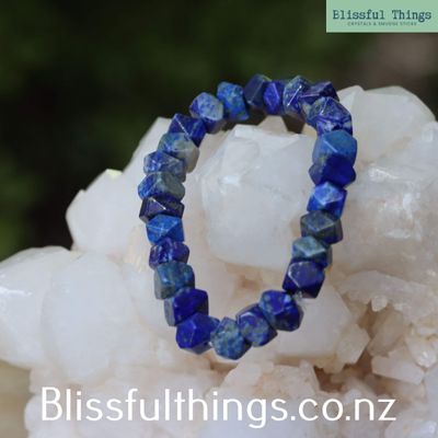 Lapis Lazuli Faceted Bead, Free Form Bracelet