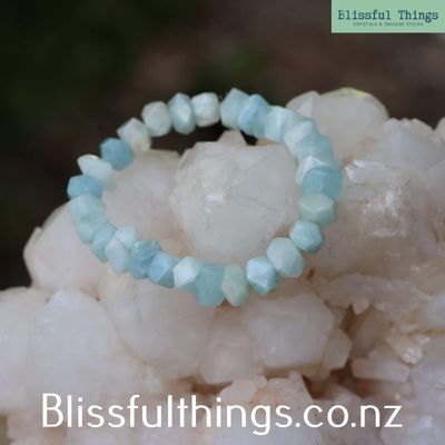 Aquamarine Faceted Bead, Free Form Bracelet