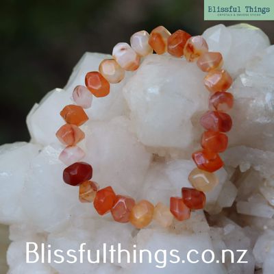 Carnelian Faceted Bead, Free Form Bracelet