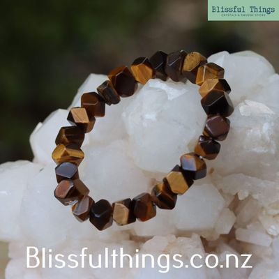 Tigers eye Faceted Bead, Free Form Bracelet