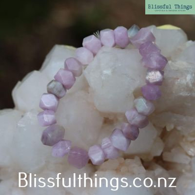 Kunzute Faceted Bead, Free Form Bracelet