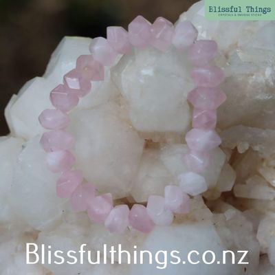 Rose Quartz Faceted Bead, Free Form Bracelet