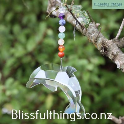 Rainbow Catcher Sphere Dolphin with Chakra Stones