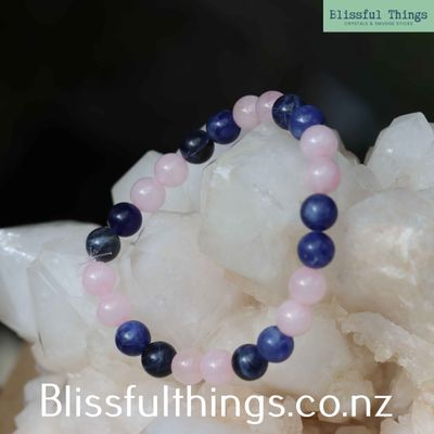Rose Quartz &amp; Sodalite Bracelet 8mm