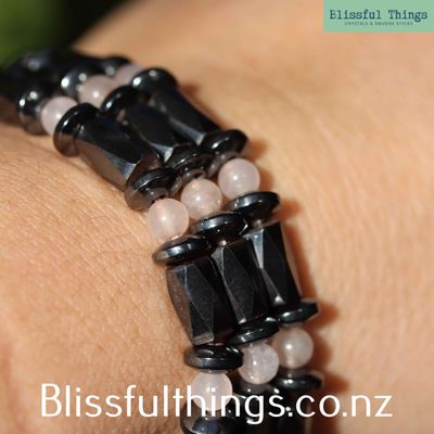 Magnetic Hematite with Rose Quartz Bracelet