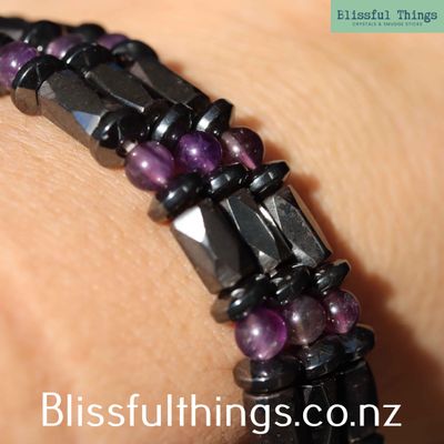 Magnetic Hematite with Amethyst Bracelet