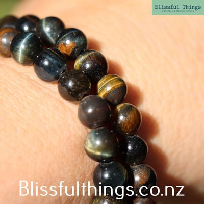 Blue Tigers eye Bracelet 6mm