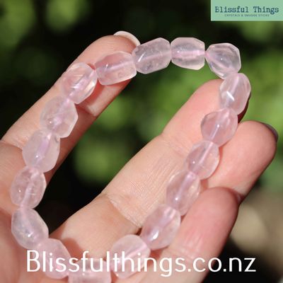 Rose Quartz Bracelet, Irregular Beads