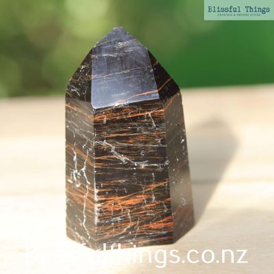 Black Obsidian Tower with Iron Includions