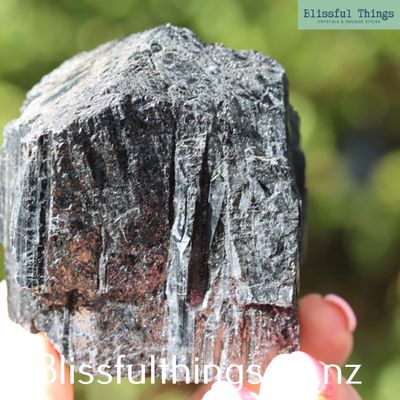 Black Tourmaline Crystal Point with Cut Base