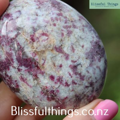 Rubellite Tourmaline in Quartz Palm Stone