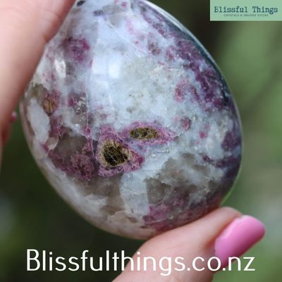 Rubellite Tourmaline in Quartz Palm Stone