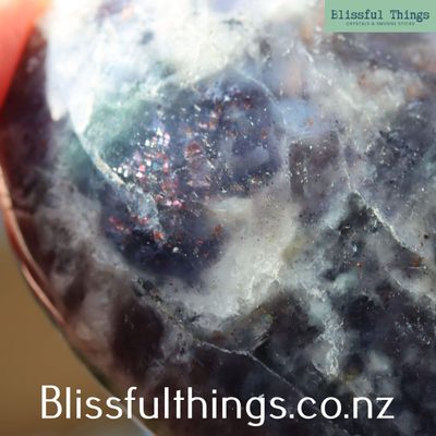 Iolite with Sunstone Palm Stone