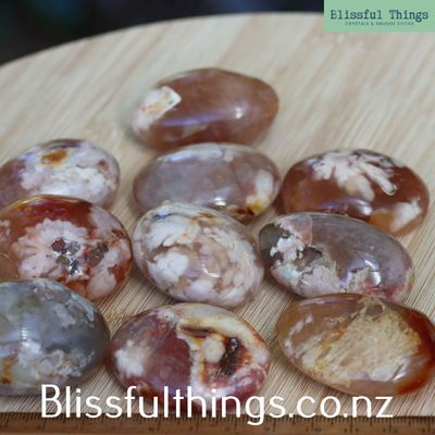 Flower Agate Mini Palm Stone