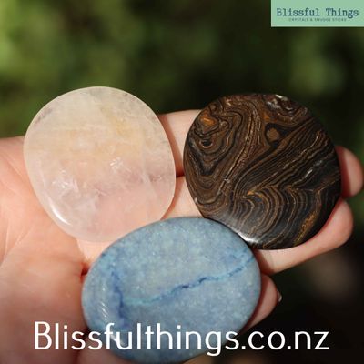 Flat Stone Lot, Rose Quartz, Blue Quartz and Japer Mix.