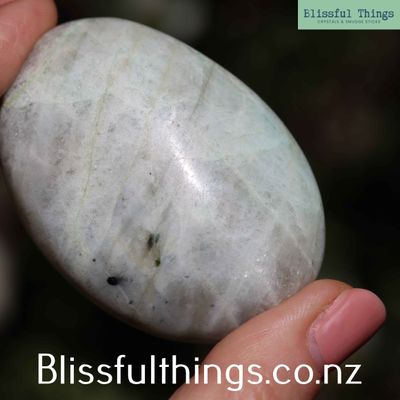 Green Moonstone with Flash Palm Stone