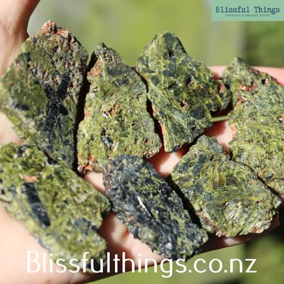 Epidote with Black Tourmaline Slice