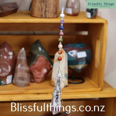 Amethyst Hanger with Chakra Stones