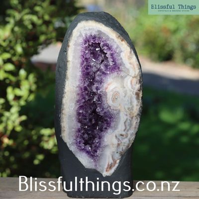Amethyst Geode with White Agate Banding