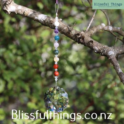 Rainbow Catcher Flower 40mm with Chakra Stones