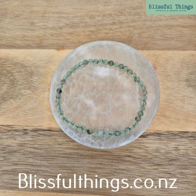 Prehnite Fine Bracelet, 4mm round beads.