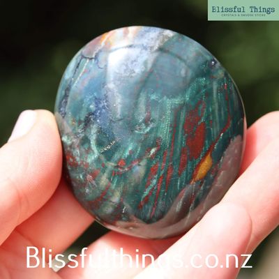Ocean Jasper Palm Stone with Bloodstone markings