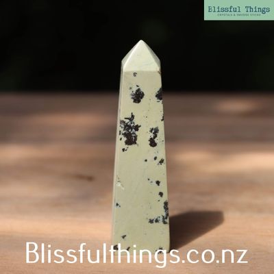 Green Serpentine with Pyrite Tower/Oblisk