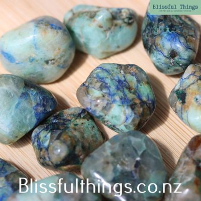 Azurite in Green Moonstone Tumbled
