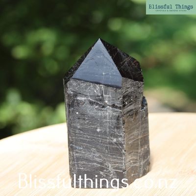 Black Obsidian Point with Iron Inclusions