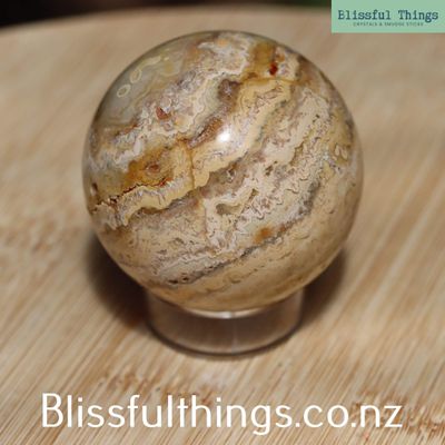 Yellow Crazy Lace Agate Sphere with Pockets of Druse