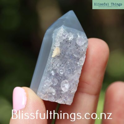 Agate Point with Amethyst Druze