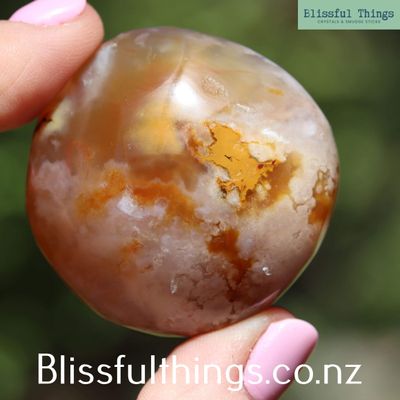 Flower Agate Palm Stone