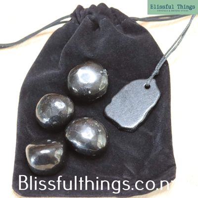 Shungite Tumble Stone and Pendant Bundle