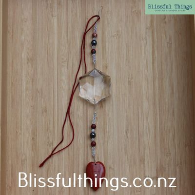 Rainbow Catcher - Octagon with Red Jasper Heart