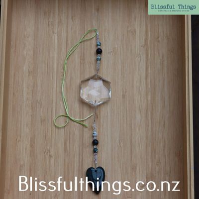 Rainbow Catcher - Octagon with Moss Agate Heart