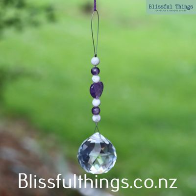 Rainbow Catcher - Sphere with Amethyst &amp; Howlite Beads